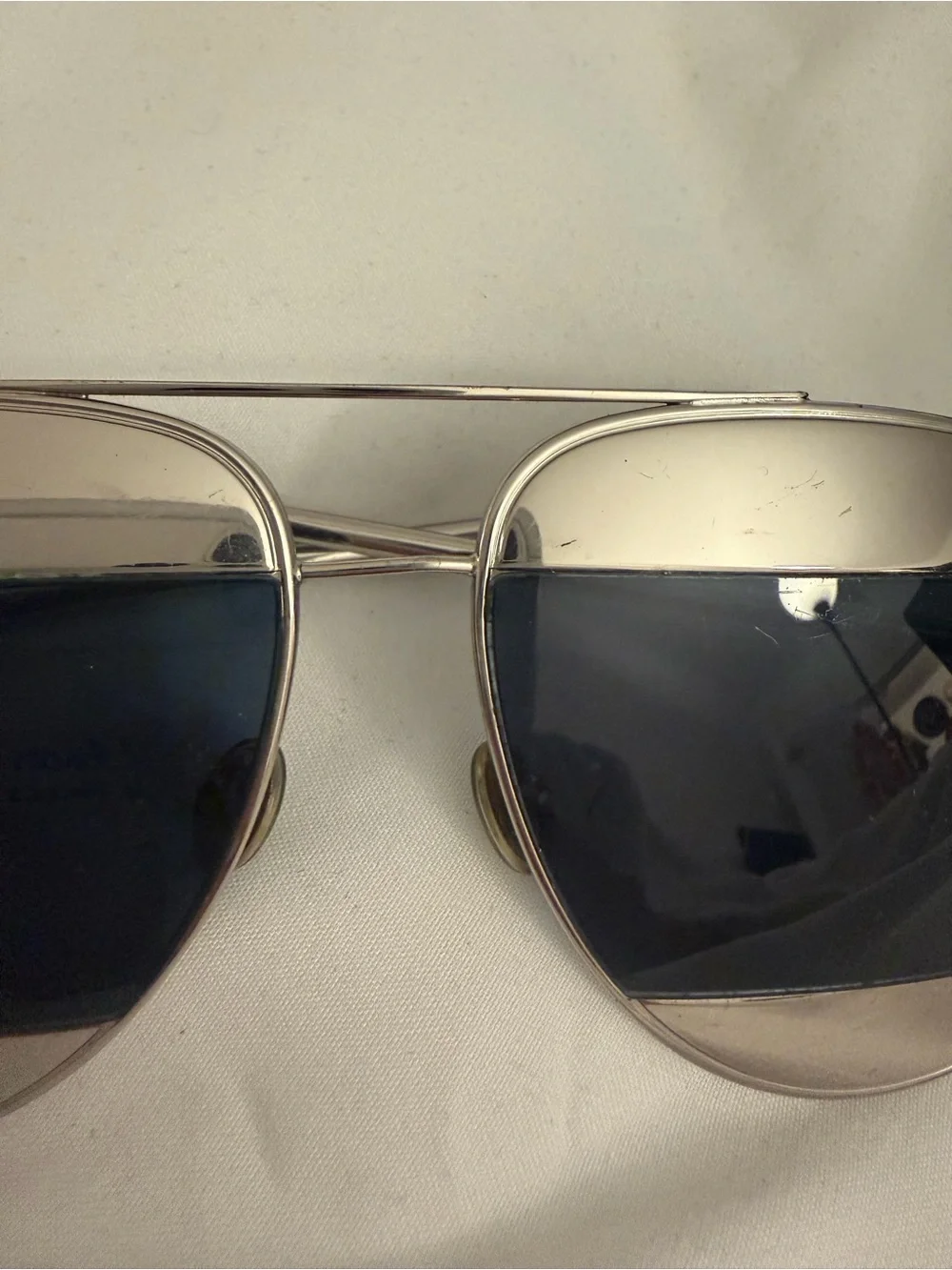 Dior Split Aviator Sunglasses - Silver Frame with Blue Lenses can